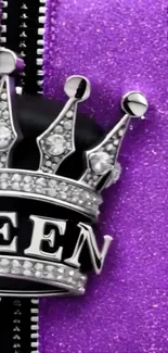 Purple wallpaper with a jeweled queen crown design.