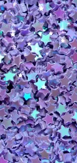 Purple star glitter wallpaper with shiny effects.