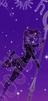 Anime character in purple starry background.