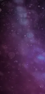 Purple starry night wallpaper with ethereal cosmic dust and glowing effects.