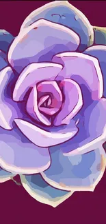 Purple succulent illustration wallpaper, perfect for mobile devices.