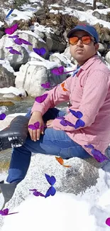 Purple Sunglasses Snow Live Wallpaper