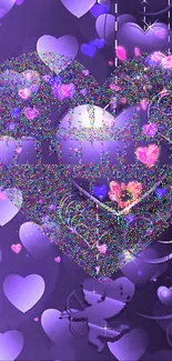 Vibrant purple Valentine heart design with romantic and playful elements.