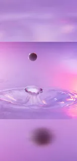 Purple water drop creating ripples in a calming abstract design.