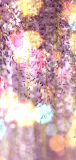 Lavender wisteria flowers cascading elegantly for mobile wallpaper.