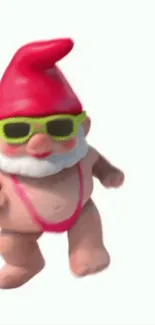 Quirky gnome with red hat and sunglasses mobile wallpaper.