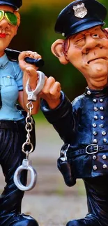 A comical depiction of police figurines standing side by side.