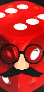 Red dice with glasses and mustache wallpaper.