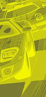 Dynamic line art racing cars in yellow design.