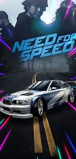 Exciting Need for Speed racing wallpaper with stylish car and dark road theme.