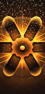 Radiant golden abstract design with light effects on mobile wallpaper.