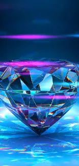 Radiant diamond on blue background wallpaper.