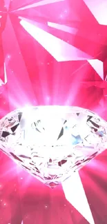 Radiant diamond on bright pink background.