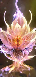 A vibrant, glowing lotus flower art wallpaper.