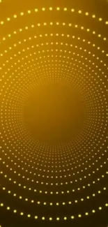 Radiant gold concentric circle wallpaper with luminous dots and warm hues.