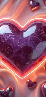 Vibrant and glowing abstract heart design with rich colors.