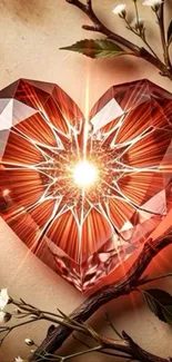 Heart-shaped gemstone with floral design.