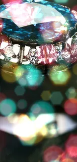 Colorful jewel with bokeh lights background for mobile.