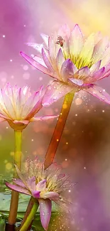 Radiant lotus flower with pink hues and ethereal light.