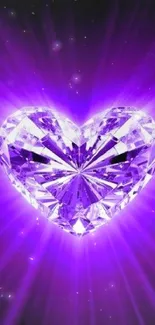 Radiant purple heart crystal wallpaper with a vibrant glow.