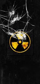 Radiation symbol on dark textured background wallpaper.