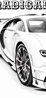 Radical sports car wallpaper with bold design in sleek white color.