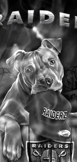 Black Raider dog with cap wallpaper design.