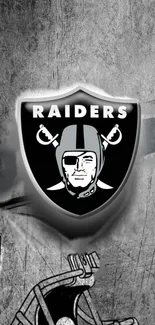 Grunge Raiders logo on grey background.