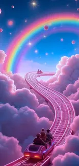 Railway In The Clouds And Rainbow Background Live Wallpaper