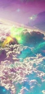 Vibrant rainbow cloud wallpaper with mystical colors.