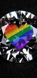 Rainbow heart on a sparkling diamond background, symbolic of love and diversity.