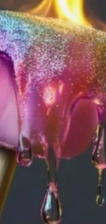 Flaming rainbow glitter marshmallow art wallpaper.
