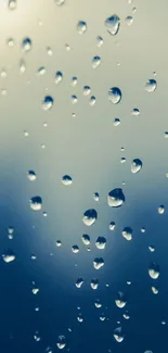 Abstract mobile wallpaper with raindrops on a window, featuring blue tones.