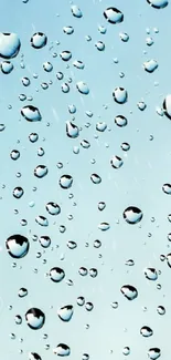 Water droplets on a light blue background mobile wallpaper.