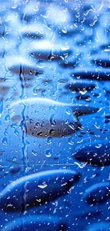 Blue raindrop abstract mobile wallpaper with water patterns.