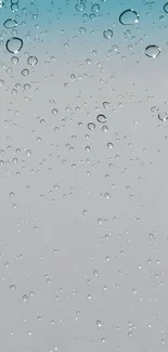 Mobile wallpaper with rain droplets on a cool blue gradient background.