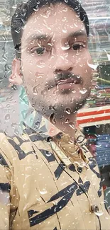 Raindrop effect overlay on a creative phone wallpaper.