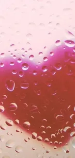 Pink heart with raindrops on phone wallpaper.