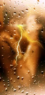 Mobile wallpaper with vivid lightning and raindrops creating an abstract look.