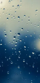 Moody wallpaper with raindrops on a glass window and a blurred backdrop.