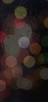 Rainy bokeh lights with blurred circles and raindrop patterns.