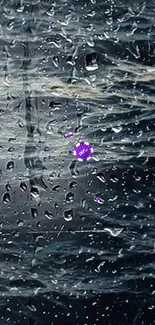 Artistic mobile wallpaper with rain droplets on glass effect.