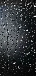 Raindrops on a dark glass surface phone wallpaper.