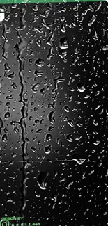 Mobile wallpaper featuring raindrops on glass with a black background.