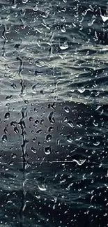 Dark gray wallpaper with rain droplets on glass.