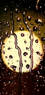 A wallpaper of raindrops against a glowing, dark background for phones.