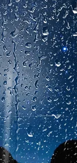 Raindrops on a dark blue night sky, perfect phone background.