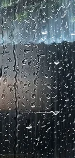 Rainy window wallpaper with raindrops on glass.