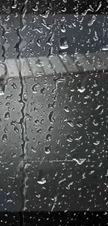 Rainy window wallpaper with water droplets on glass.