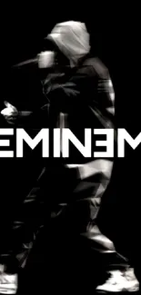 Abstract silhouette of Eminem with bold text.